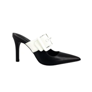 JY Classic Black/White Calf Leather Sandals