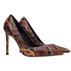 JY Brown Snake Pattern Heels