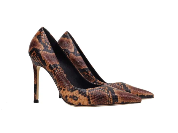 JY Brown Snake Pattern Heels