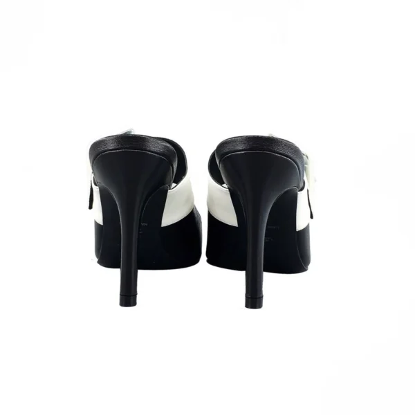 JY Classic Black/White Calf Leather Sandals - Image 3
