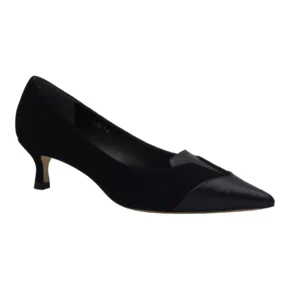 JY Black Suede + Calf Leather Heels