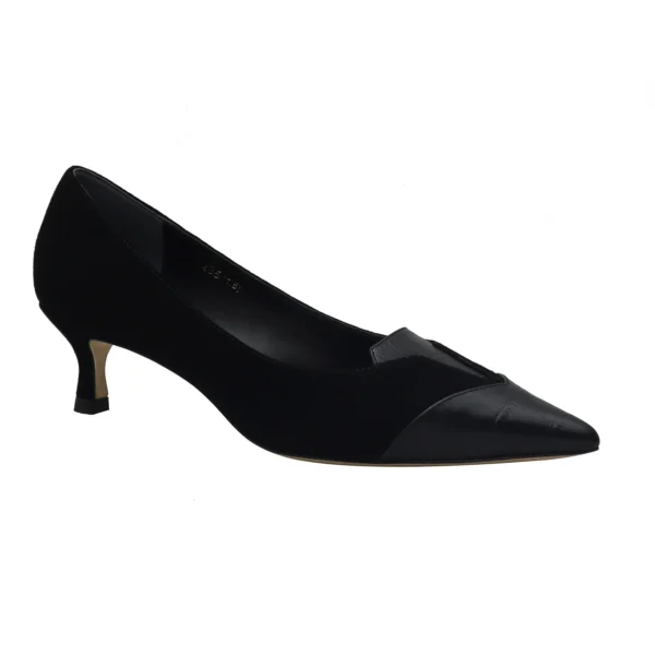 JY Black Suede + Calf Leather Heels