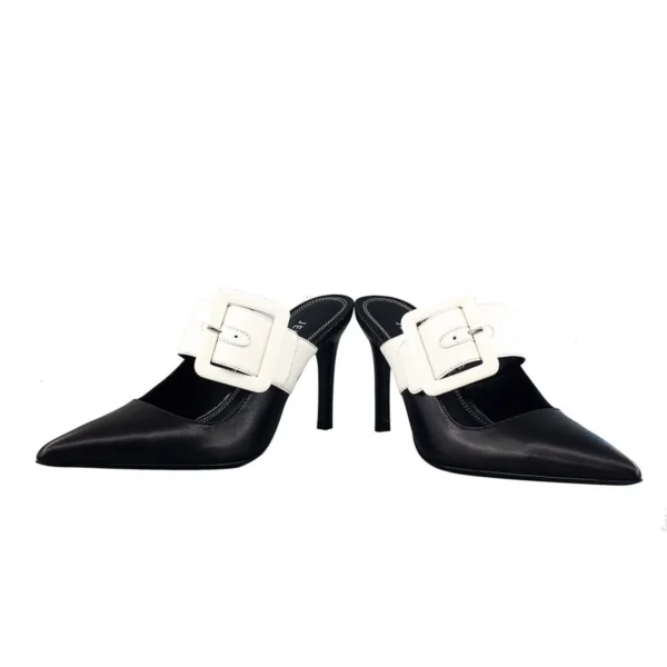 JY Classic Black/White Calf Leather Sandals - Image 4