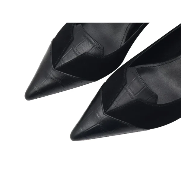 JY Black Suede + Calf Leather Heels - Image 5
