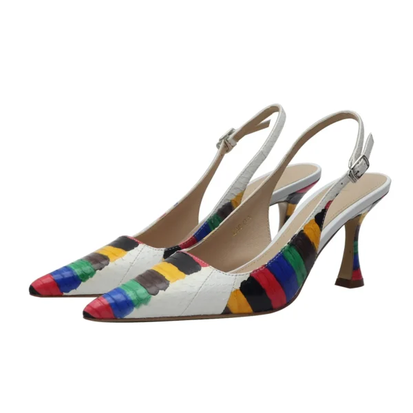 JY White / Red Rainbow Python Sandals - Image 3