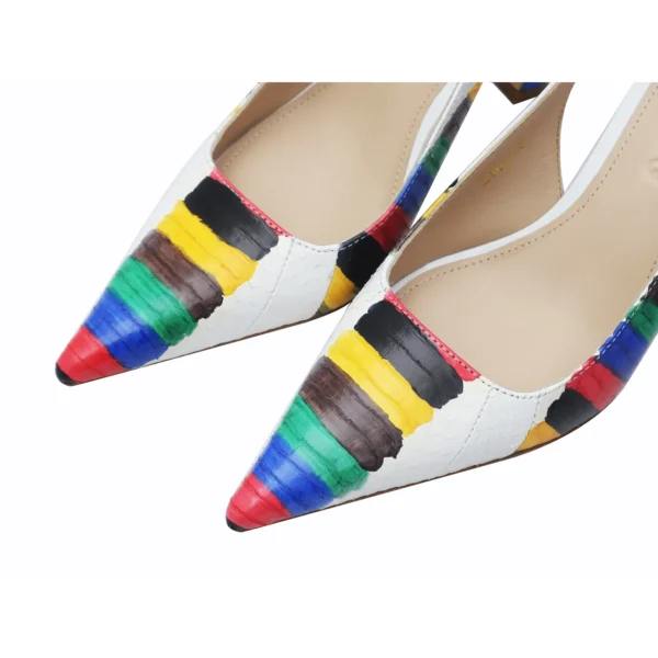 JY White / Red Rainbow Python Sandals - Image 4