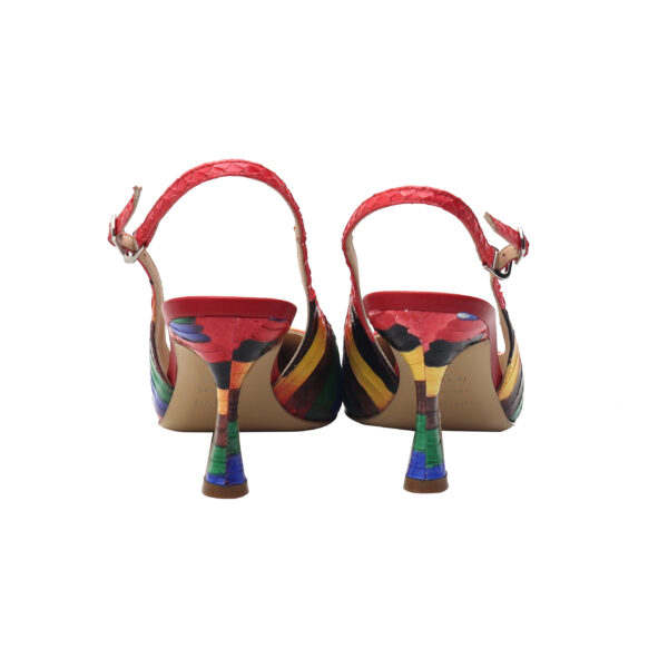 JY White / Red Rainbow Python Sandals - Image 5